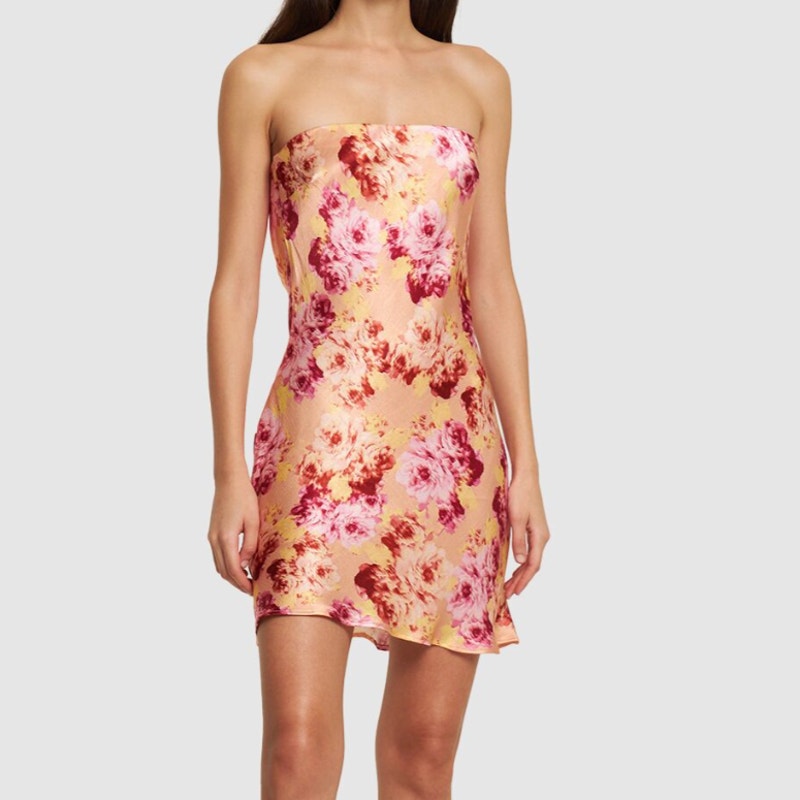 Bec And Bridge Indi Strapless Floral Viscose Mini Dress